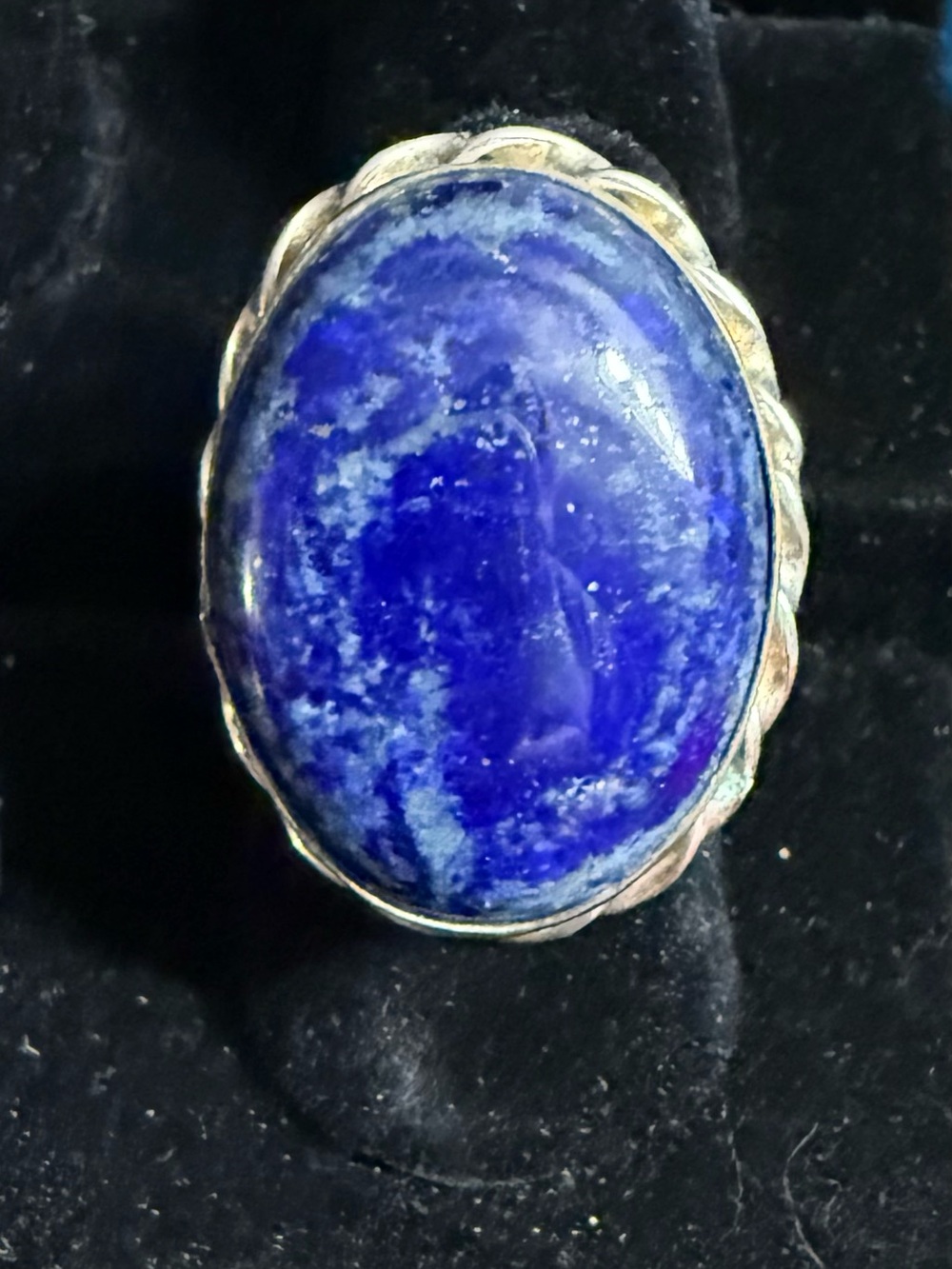 Sterling Silver Lapis Lazuli Statement Ring - Deep Blue